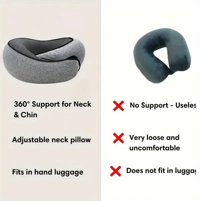 Experience Ultimate Comfort with Our Adjustable Memory Foam U-Shaped Travel Neck Pillow - Perfect for Naps on the Go!