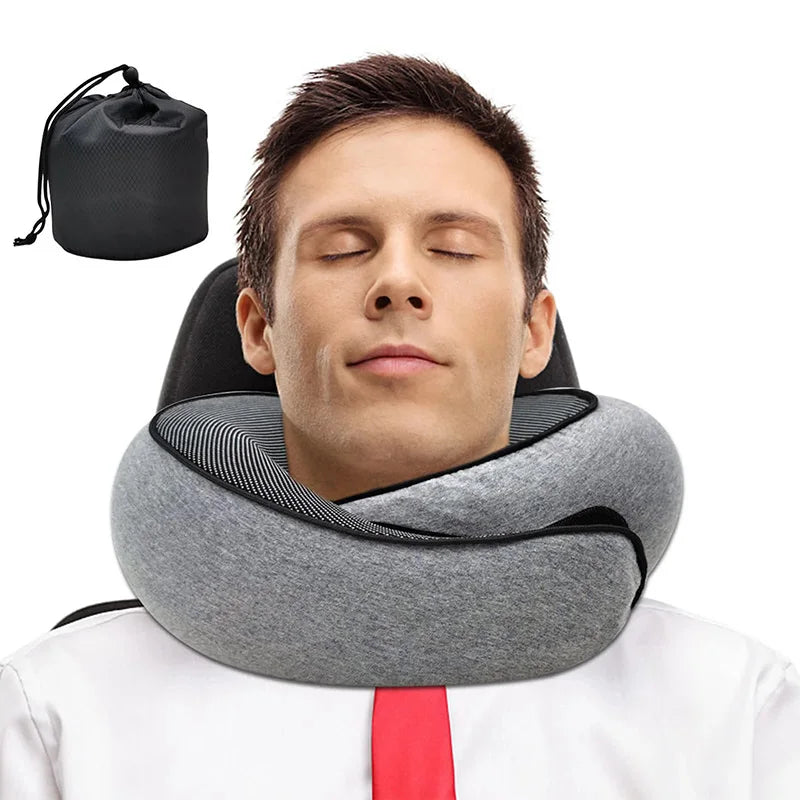 Experience Ultimate Comfort with Our Adjustable Memory Foam U-Shaped Travel Neck Pillow - Perfect for Naps on the Go!